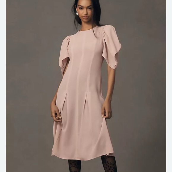 Anthropologie Dresses & Skirts - NEW Anthropologie 8 Modern Sheer Midi Dress in Violet Ice Pink ~ Sheer Classic